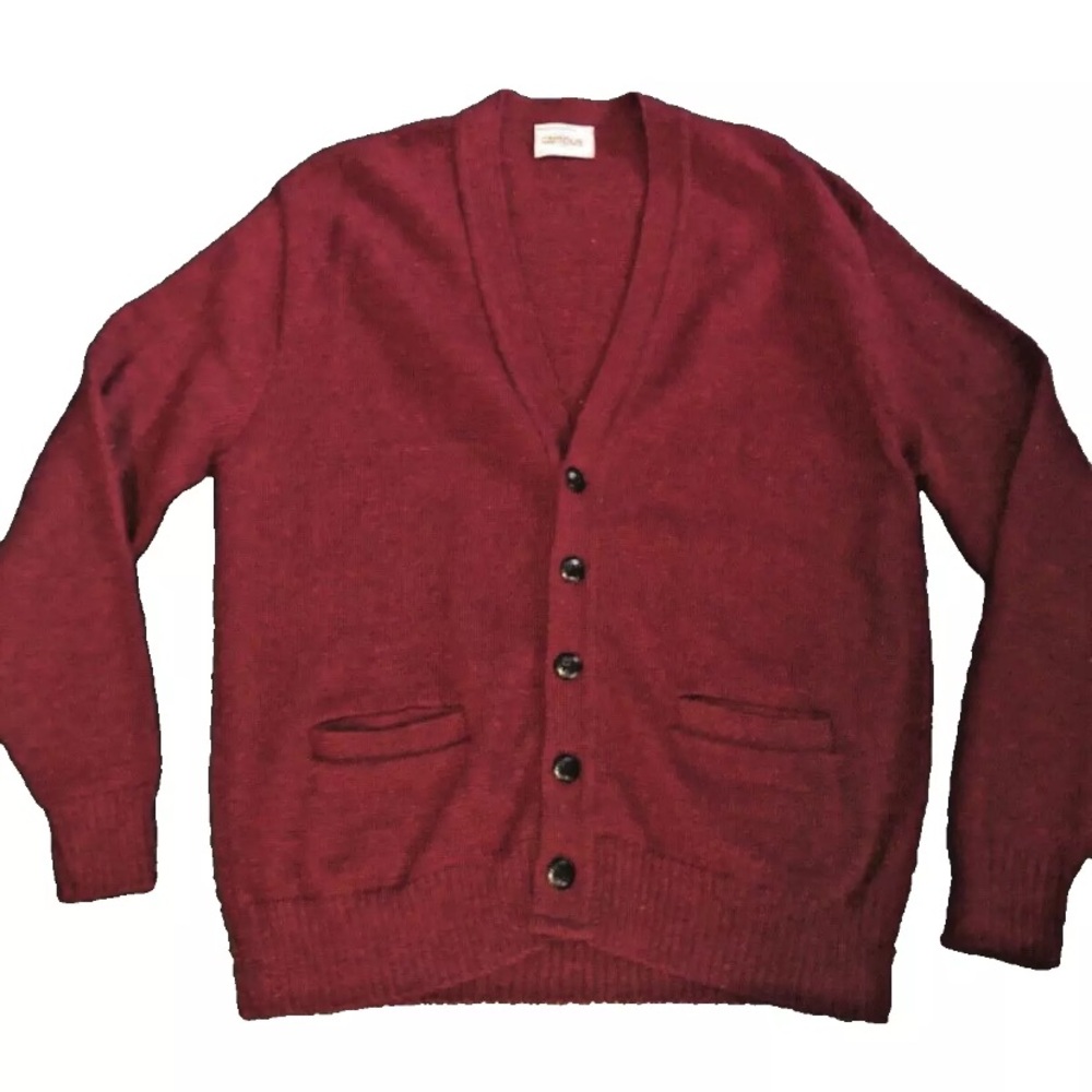 Men's Burgundy Cardigan Sweater